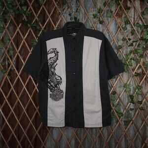 Medium- Vintage Y2K Harley Davidson button up mechanic shirt